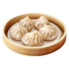 Steamed dumplings in bamboo steamer food asian