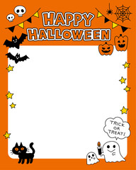 ハロウィンモチーフがたくさん入ったポップで可愛いイラスト ベクター