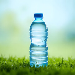 bottle of water on green grass