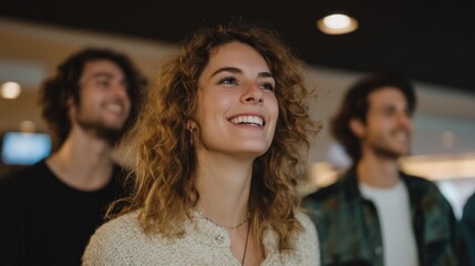 Group of friends enjoying time together laughing and cheering while bowling at club
