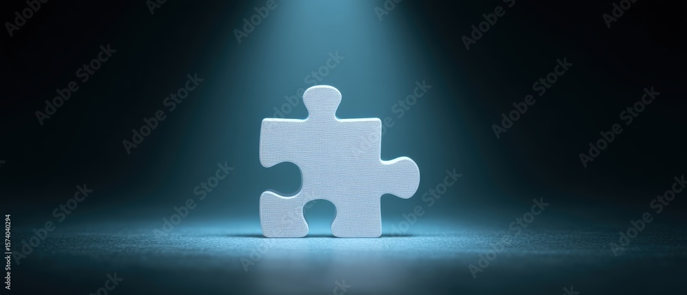 Poster solving the puzzle creative conceptualization in a dimly lit studio environment focused on a standal