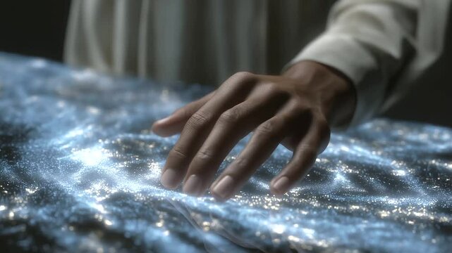 Cosmic Ripple Effect Triggered by Glowing UI Touch Point on Screen
