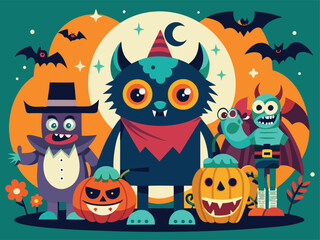 Funny Halloween Drawing for Greeting or Poster