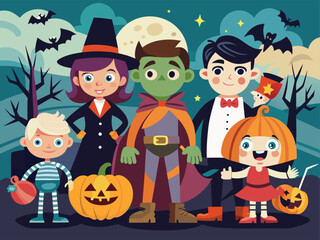 Halloween Night Walk with Scary Funny Creatures