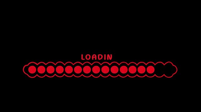 Loading abstract shape bar animation with transparent background. Loading icon red color