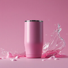 perfume bottle and pink background