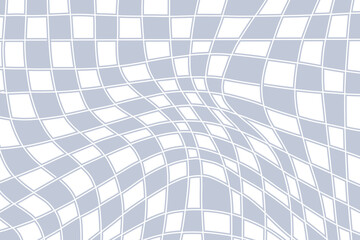 Groovy checkered aesthetic background, vintage pattern, psychedelic checkerboard texture. Fashion print, retro backdrop with distorted grid tile vector pattern