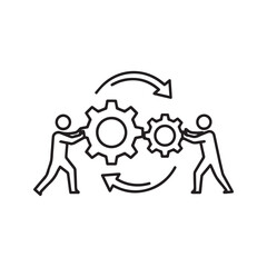 Obraz premium Teamwork Gear Collaboration Icon for Business Process and Engineering