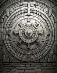 illustrierter Safe in Steinwand