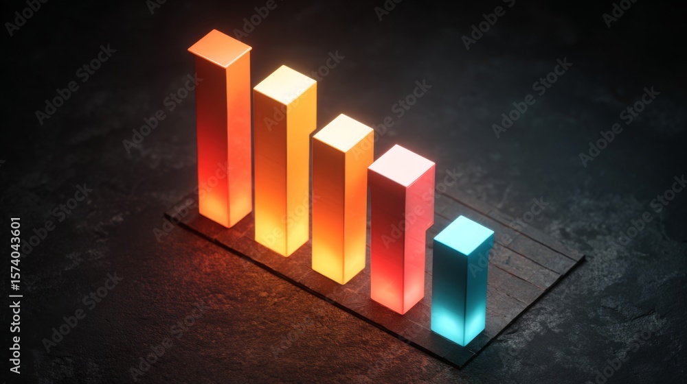 Aufkleber aerial view of a d bar chart with glossy finishes in vibrant colors, arranged in ascending order, cr