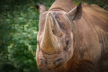 Majestic Black Rhinoceros Horned Mammal Standing Wildly in Natural Habitat