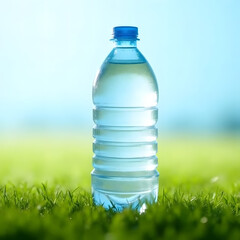bottle of water on green grass