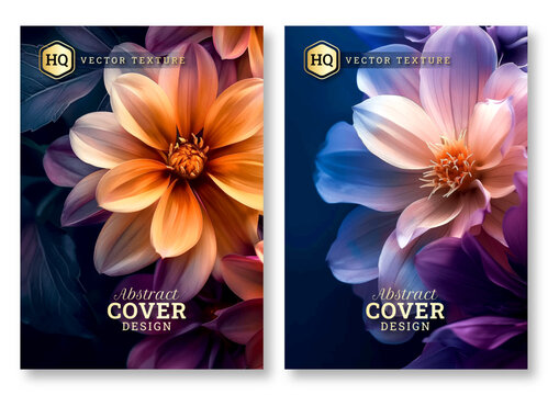 Abstract flower art Brochure cover template design, Luxury invitation card background, blooming texture, dark floral art, Hand drawn texture design, invitation, abstract background