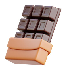 Brown Chocolate Bar 3D icon Illustration