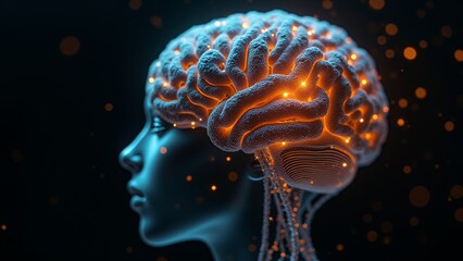 Active brain illustration profile view