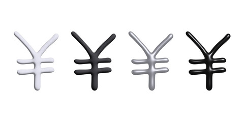 3d yen currency symbol set Single element for design