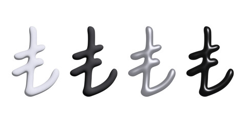Obraz premium 3d turkish lira currency symbol set Single element for design