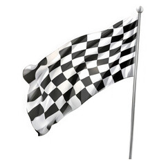 Waving checkered racing flag on pole checkered flag