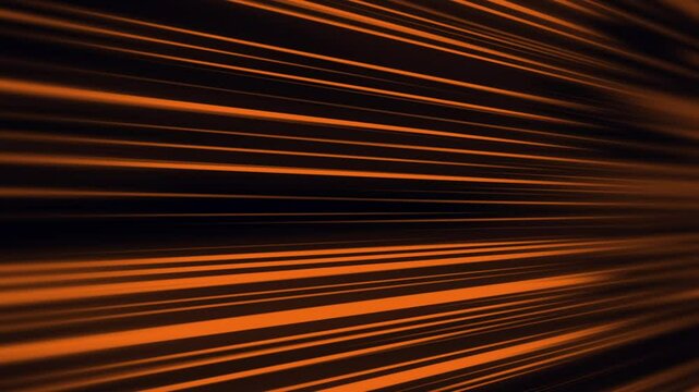 Bright orange neon lines running parallel to each other on a dark background. Light bars or lasers moving through space.
