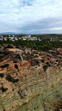 Aerial view of Forte de Almadena on a cliff, Portugal.