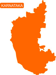 Map of Indian state Karnataka in solid orange color