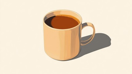 Elegant cup of coffee with clean lines on a bright background, perfect for a morning pick me up illustration