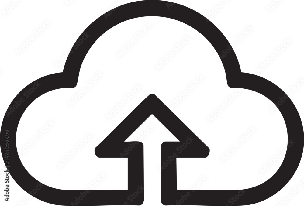 Poster cloud upload icon for digital storage and data management
