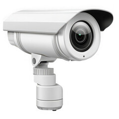 White outdoor surveillance camera with adjustable mount