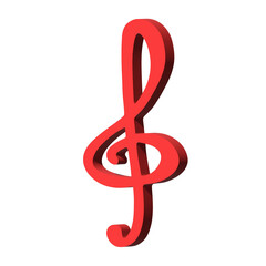 Fototapeta premium 3d treble clef. Hand drawn musical symbol. Single element for print, web, design, decor, logo