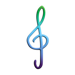 Fototapeta premium 3d treble clef. Hand drawn musical symbol. Single element for print, web, design, decor, logo