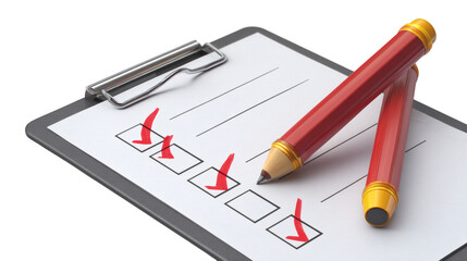 Checklist illustration with one checked item, planning concept, isolated on transparent 