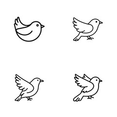 Outline Bird Icons: Minimalist Avian Symbols Set
