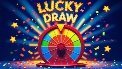 3D Render of Fortune Wheel with Bright Celebration Effects