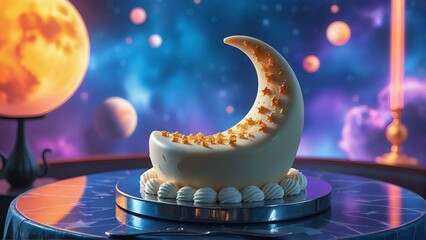 Moon cake dessert celestial baking galaxy themed party food photography art