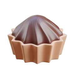 Brown Chocolate Cupcake 3D icon Illustration