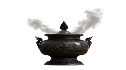 Antique Tibetan Incense Burner, isolated on transparent background