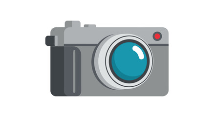 Isolated Gray Camera Illustration with Blue Lens and Red Light