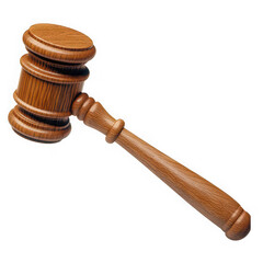 Wooden gavel with ornate handle and striking head image