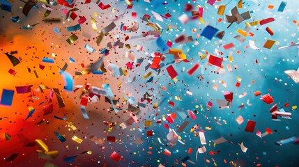 Colorful Confetti and Streamers with Party Lights