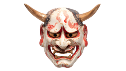 Japanese Oni Demon Mask, isolated on transparent background