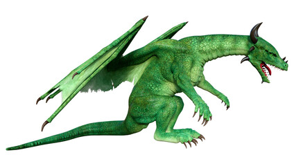 3D Rendering Fairy Tale Dragon on White