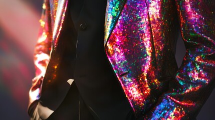 Shimmering Tuxedo Jacket with Holographic Pattern