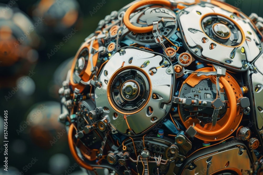Aufkleber intricate metallic sphere showcasing advanced engineering and futuristic technology, hinting at inno