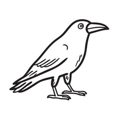 Simple illustration of a crow perched on a branch in nature