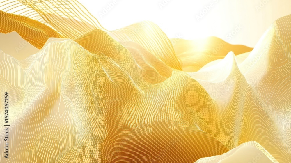 Poster abstract golden wave pattern with smooth lines, perfect for backgrounds and designs, creating a luxu