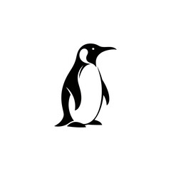 Obraz premium Penguin logo vector. Simple black and white animal symbol. Minimalist bird mascot icon. 
