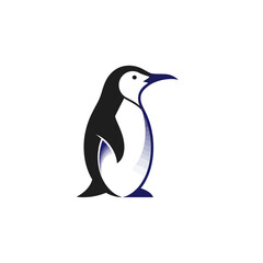 Penguin logo vector. Simple black and white animal symbol. Minimalist bird mascot icon.
