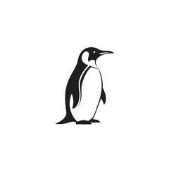 Obraz premium Penguin logo vector. Simple black and white animal symbol. Minimalist bird mascot icon. 