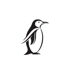 Obraz premium Penguin logo vector. Simple black and white animal symbol. Minimalist bird mascot icon. 
