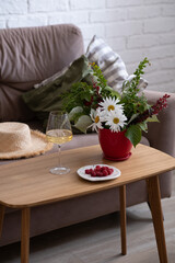 Enjoy a Refreshing Beverage Made with Raspberries, Beautiful Floral Centerpiece Included